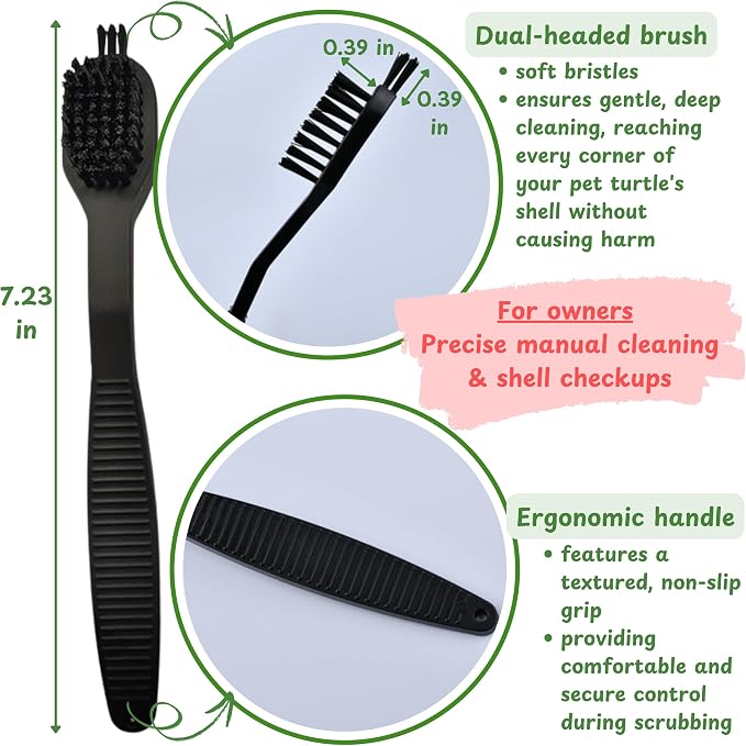 Turtle Shell Cleaning Suction Brush Tank, Turtle Scratcher for Tank Shell Cleaner with Suction Cup and Handheld Back Scratcher Remove Mud Dirt, Tortoise Habitat Accessories (Gray)
