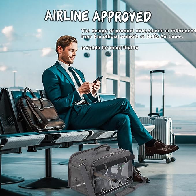 Bird Carrier Airline Approved, Bird Travel Cage with Indestructible Stainless Steel Mesh, Bird Travel Bag Lightweight and Portable with Water Bottle and Bowl