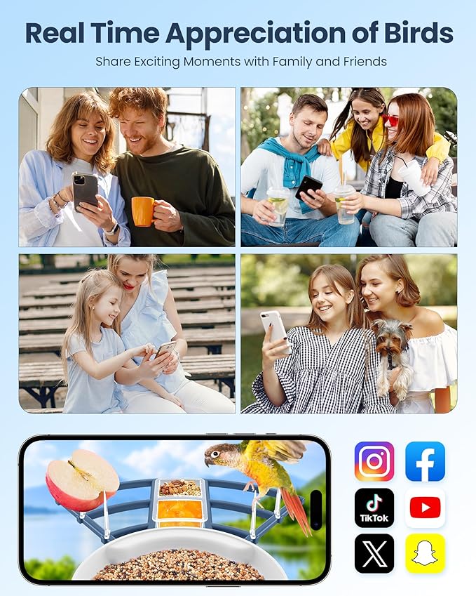 Mother’s Day Present for Mom, Smart Bird Feeder with Camera, AI Bird Identification, Solar Powered Wireless Outdoor Bird Watching Camera, Auto Capture Video & Instant Notifications for Bird Lovers