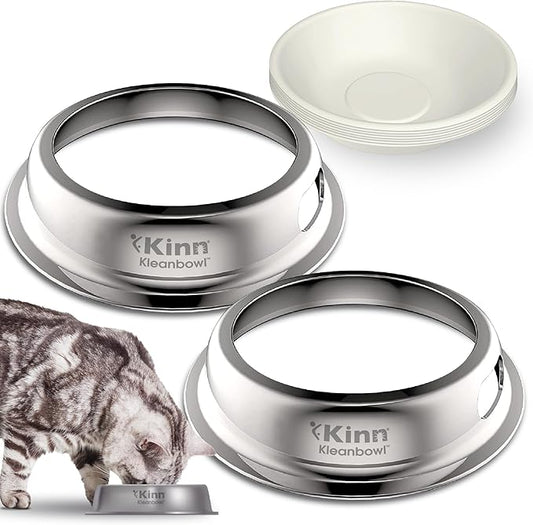 Kinn Whisker Fatigue Cat Bowl, Compostable & Disposable for Food & Water, 24oz (2 Pk) Whisker Friendly Cat Dish for Owners Needing Convenience and Cleanliness in a Pet Bowl