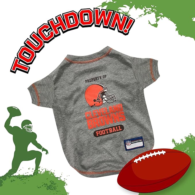 NFL Cleveland Browns Dog T-Shirt for Pets, Size X-Small. Officially Licensed Pet Shirt with Team Logo, Soft Stretchable Comfort Fit Apparel for Dogs & Cats