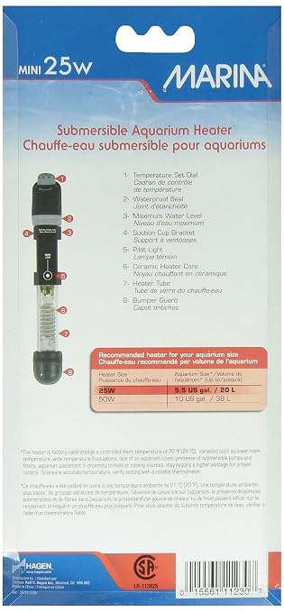 Fluval Marina Mini 25W Submersible Heater for Aquarium (Pack of 2)
