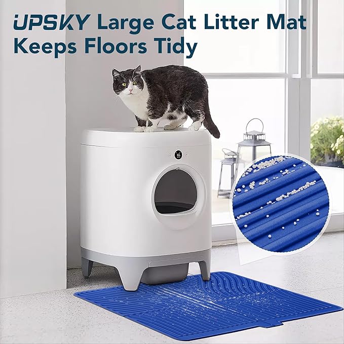UPSKY Cat Litter Mat, Large Kitty Litter Trapping Mat Soft on Kitty Paws, Litter Box Mat Keep Floor Clean, 31" x 24" Waterproof and Washable Trapping Mats Catcher Pad for Scatter Control