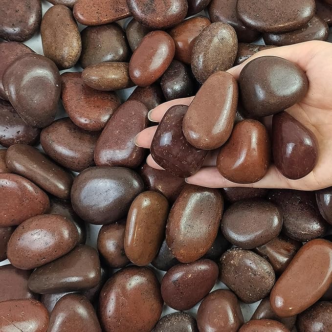 FANTIAN 40 lbs Red River Rocks for Landscaping, 1-2 Inch Polished Pebbles for Indoor Plants, Decorative Rocks Stones for Vases, Aquariums, Fountains, Pathways, Backyard and Garden