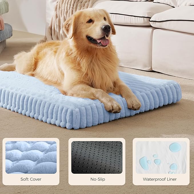 Orthopedic Dog Bed for XXL Jumbo Dog, Waterproof Pet Bed,Non-Slip Bottom and Egg-Crate Foam with Removable Washable Cover Crate Bed,Blue,47"x29"x4"