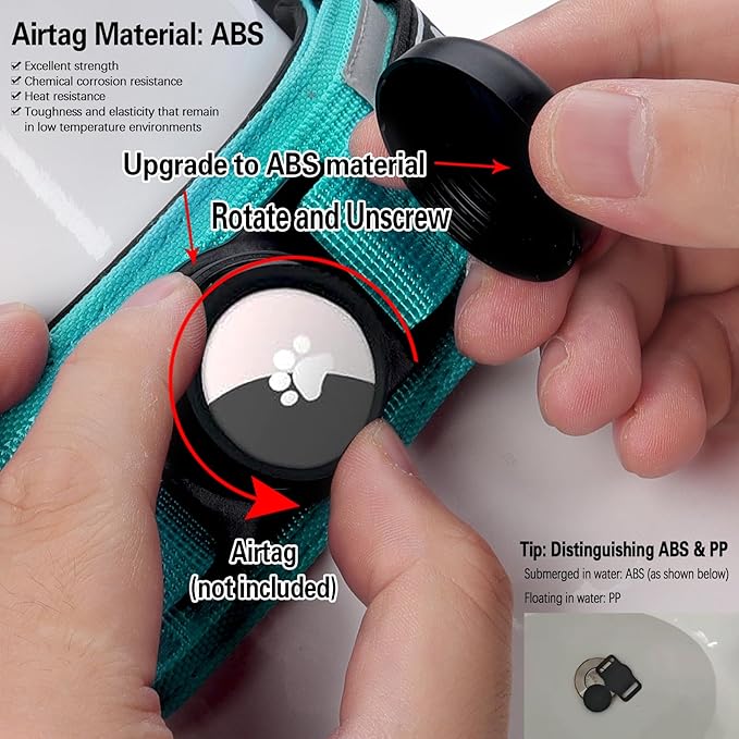 AirTag Dog Collar, 2" Wide Tactical Military Dog Collar with AirTag Holder & 3 Pet Patches, Soft Padded Reflective Waterproof Nylon Collar with Metal Buckle for Medium Dogs (Teal, M)