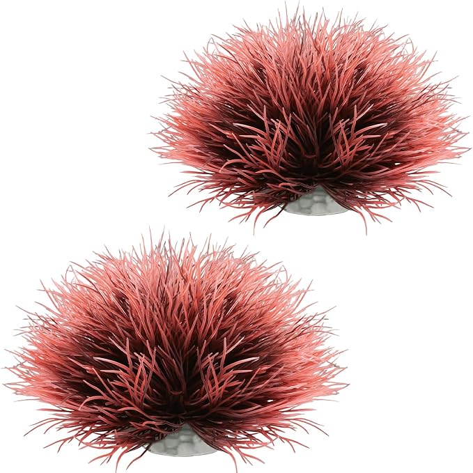 Biaungdo 2 Pcs Artificial Fish Tank Plants, Black Red Aquarium Plants Decor | Silk Aquarium Plants, Small Plastic Fish Tank Accessories, Natural Style Mini Grass Set Artificial Aquarium