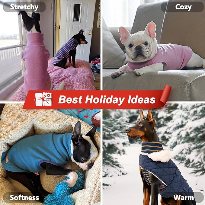 KYEESE 2Pack Dog Sweater Turtleneck Dogs Clothes Stretchy Pets Clothes Soft Pet Sweatshirt Pullover Dog Sweaters for Small Dogs Male Warm Pet Coats