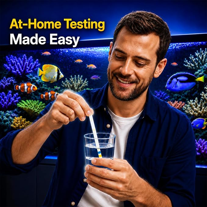 12-in-1 Aquarium Test Strips for Ammonia, 50ct Fish Tank Water Testing Kit | Aquarium Water Test Kit, Fish Tank Test Strips and Water Test Kit for Fish Tank; Detects Hydrogen Sulfide, Nitrate and More