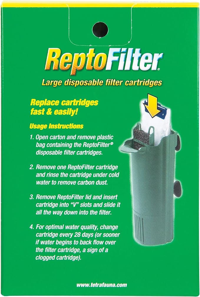 Tetra ReptoFilter Large Filter Cartridges for Terrariums, Fits TetraFauna ReptoFilter 50 gal, 3 Count (Pack of 2)