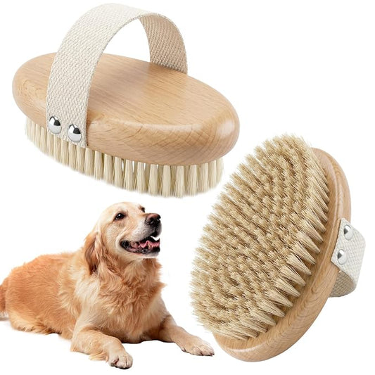 Professional Dog Brush Boar Bristle, Pet Palm Brush For Short Haired Dogs, Flea Comb Cat Brushes For Indoor Cats, Soft Bristle Pet Brushes, Non-Slip Grip, Gentle Grooming For Cats Dogs