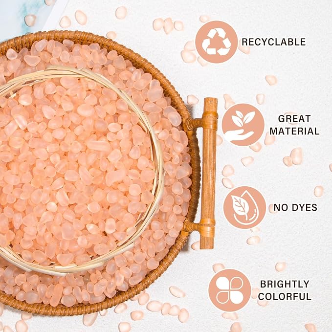 QEQEKAKA Sea Glass Stones for Crafts 0.5LB Peach‌ Pebbles Gemstones Bulk | Small Glass Stones for Beaching Wedding DIY Decor Aquarium Turtle Tank Vase Filler (187g/6.6oz)