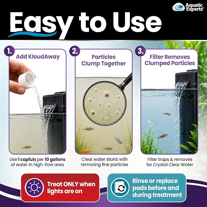 KloudAway Aquarium Water Clarifier – Clears Cloudy Water in Freshwater Fish Tanks, 1 Liter, Made in USA, Aquatic Experts