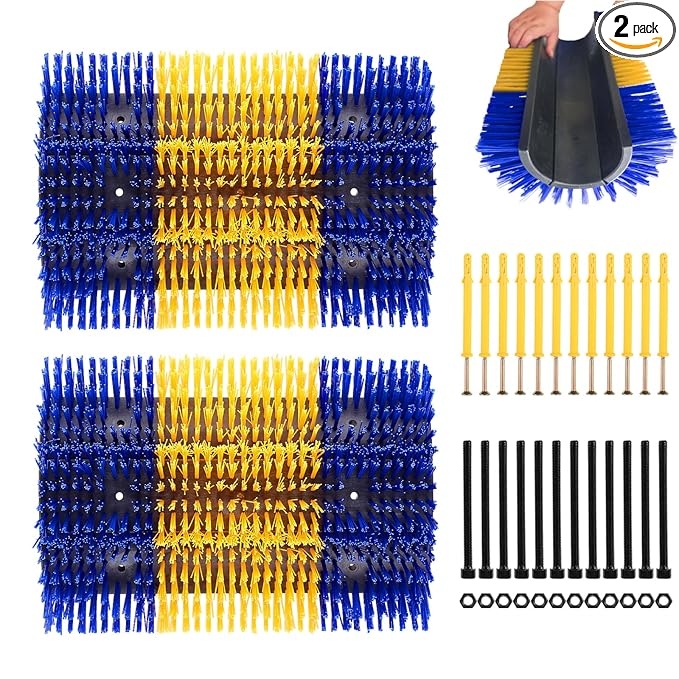 Extra Large Size Livestock Scratching Brush, Upgraded Horse/Goat/Cow/Cattle Scratcher Brush for Grooming, Itch Relief Horse Scratcher Brushes Kit with Two Sets of Mounting Screws(2-Pack,Yellow)