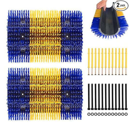 Extra Large Size Livestock Scratching Brush, Upgraded Horse/Goat/Cow/Cattle Scratcher Brush for Grooming, Itch Relief Horse Scratcher Brushes Kit with Two Sets of Mounting Screws(2-Pack,Yellow)