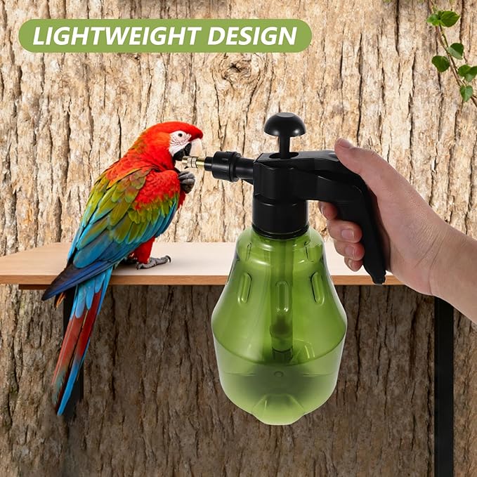 ORFOFE Parrot Bath Misting Bottle 1.5l Handheld Adjustable Nozzle Sprayer Portable Plastic Bird Bath for Indoor Pet Bathing and Cage Cleaning