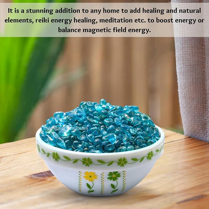 Amazing Gemstone Aqua Aura Quartz Crystal Chips Aquarium Gravel Rocks - Aura Quartz Chips Bulk Fish Tank Gravel, Small Tumbled Stone Chips, Tiny Crystals for Decoration (Natural AAA Grade Gemstones)