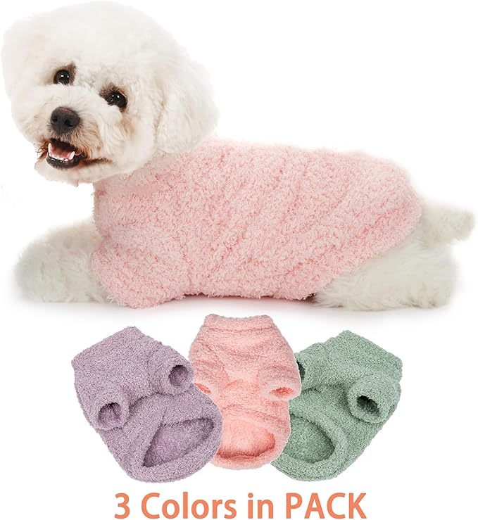 Dog Sweater, 3 Pack Sweaters for Small Dogs Girl, Dog Clothes for Medium Dogs Male or Boy, Ultra Soft and Warm Puppy Coat for Winter Christmas (X-Large, Light Pink+Lake Green+Light Purple)