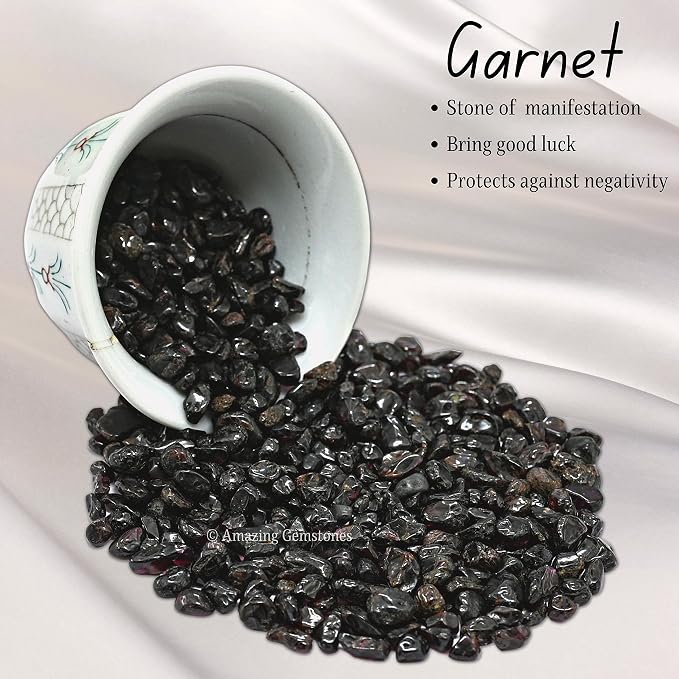 Amazing Gemstone Garnet Crystal Chips Aquarium Gravel Rocks - 1000+ Carat Garnet Chips Bulk Fish Tank Gravel, Small Tumbled Stone Chips and Tiny Crystals for Decoration (Natural AAA Grade Gemstones)