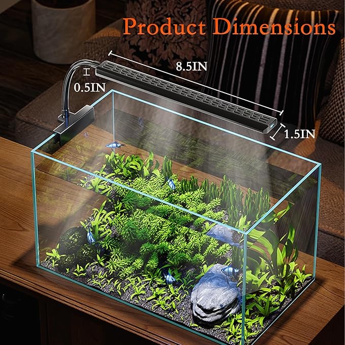 Clip On Aquarium Light for 1-5 Gallon Small Fish Tank – 3 Colors & 10 Dimmable Brightness Levels, Flicker-Free Full Spectrum LED Fish Tank Light with USB for Betta, Desktop, Nano Tank