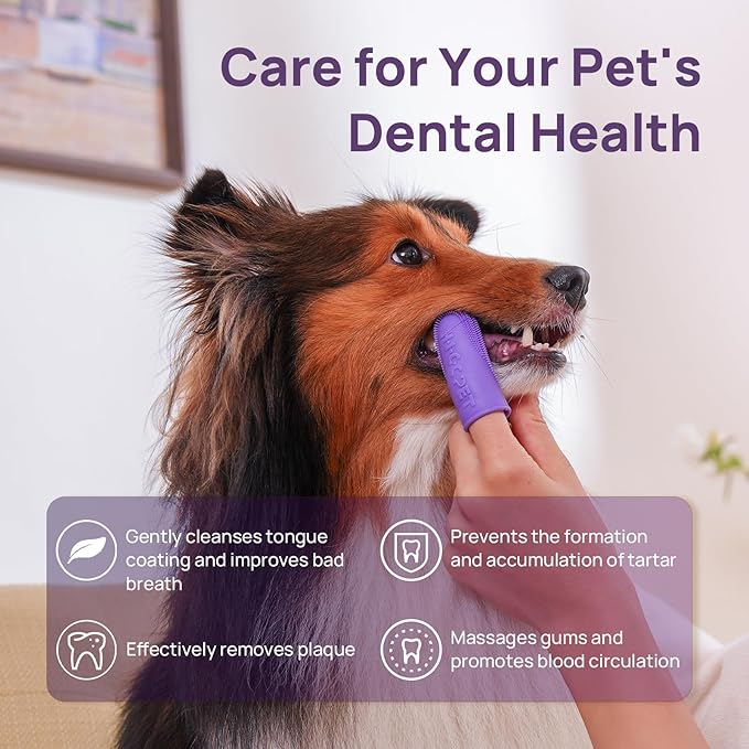 HICC PET Dog Toothbrush, Anti-Slip Dog Tooth Brushing Kit, Dog Finger Toothbrush for Plaque and Tartar Cleaning, Dog Teeth Cleaning for Small & Large Pets, Safer & Softer Liquid Silicone, 2-Pack