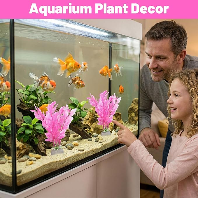 Abeillo Silk Aquarium Plants for Betta Fish Tank, 2Pcs 10cm Small Aquarium Plants Decorations Plastic Artificial Plant Aquatic Water Grass Decoration