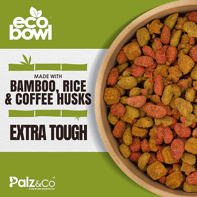 Palz&Co EcoBowl with Lid for Dogs & Cats, 28 oz Cinnamon - Natural Bamboo Pet Bowl with Non-Slip Base, Pet Food and Water Dish, Dishwasher Safe