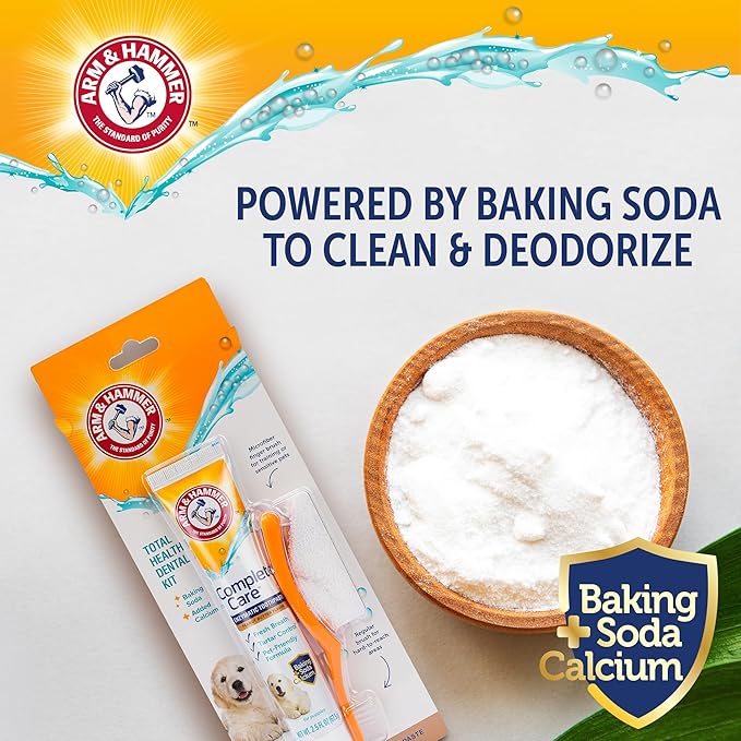 Arm & Hammer Complete Care Puppy Dental Kit, Enzymatic Toothpaste with Baking Soda and Calcium for Dogs, Peanut Butter Flavor, Toothbrush and Microfiber Brush Included, Fluoride-Free, 2.5 Oz - 2 Pack