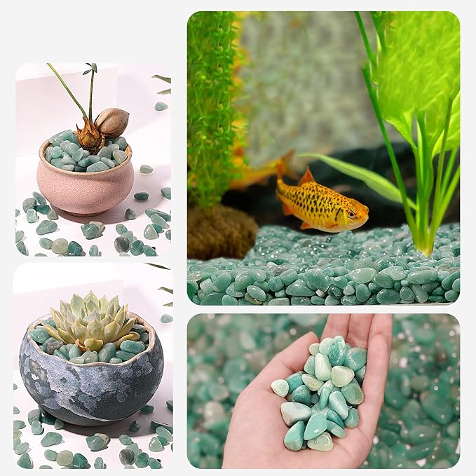 Green Aventurine Crystal Chips 1lb 600+Pcs Natural Tumbled Stones Polished Irregular Shaped Tumbled Gemstone for Healing Crystals & Fish Tank Rocks Gravel,Vase Filler,Plants Decor
