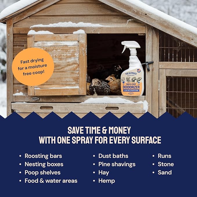 Hatortempt Chicken Coop Deodorizer & Cleaner Spray - 1 Gallon, Unscented - Ammonia Control Odor Eliminator & Coop Refresher for Chickens
