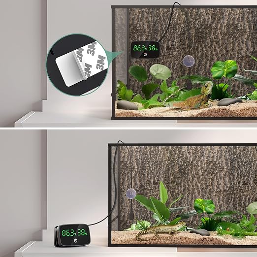PAIZOO LED Digital Reptile Thermometer and Humidity Gauge with USB Charging | Long Battery Life, Switch Between ℉/℃, Terrarium Temperature Humidity Meter, for Snake Bearded Dragon Lizard or Greenhouse