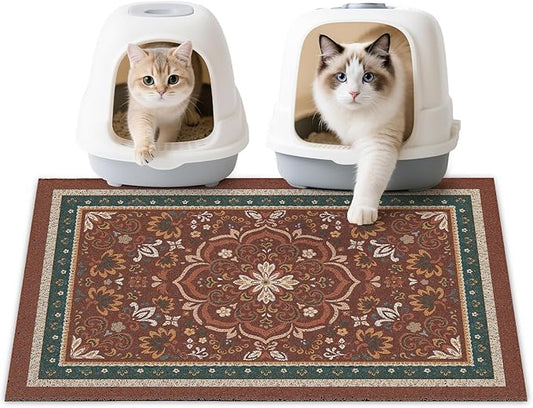 Unicorn Catcher Cat Litter Mat 33" x 22" Non-Slip Litter Box Mat Washable Litter Catcher Mat for Litter Box Indoor Food Mat Supplies Essentials,Red