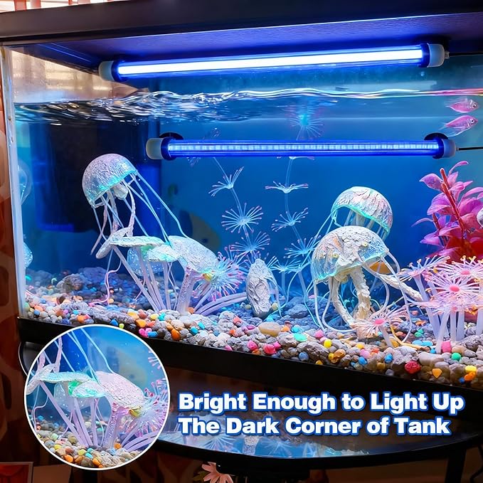 Submersible Aquarium Light for Fish Tank: Full Spectrum Underwater Fish Tank Light with Dimming 8 Colors - COB LED Aquarium Lights with Remote and Suction for 7.8 Inch Saltwater Freshwater Tanks