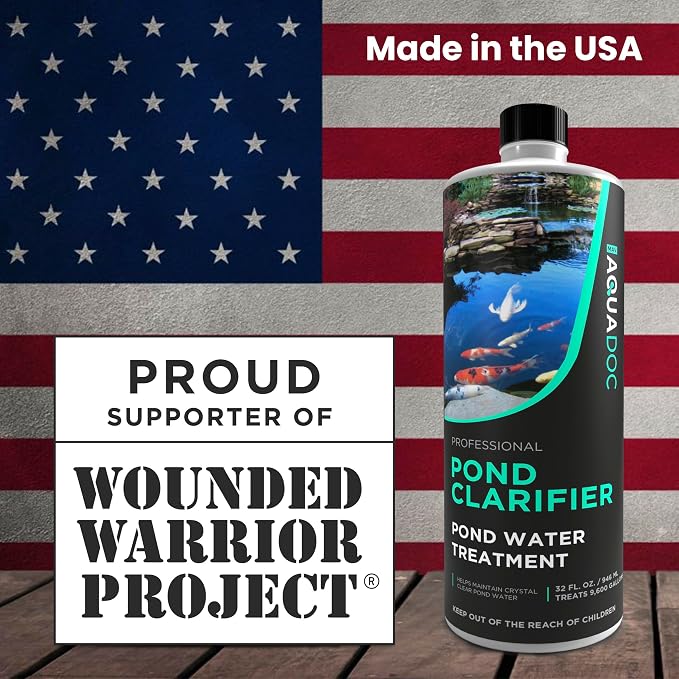 AquaDoc Pond Water Clarifier - Enzyme-Based Treatment for Fish Ponds, 32 oz | Helps Clear Cloudy Water and Reduce Sludge in Koi & Fish Ponds - Made in USA