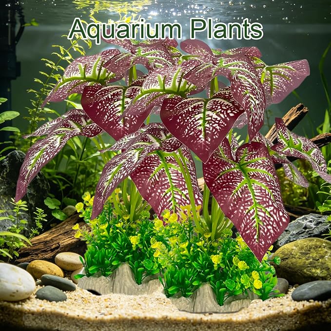 Silk Aquarium Plants 2-Pack 10.2in Tall for Medium to Large Tanks | Soft non-toxic silk, safe for bettas & goldfish, weighted base, no maintenance, bendable stems