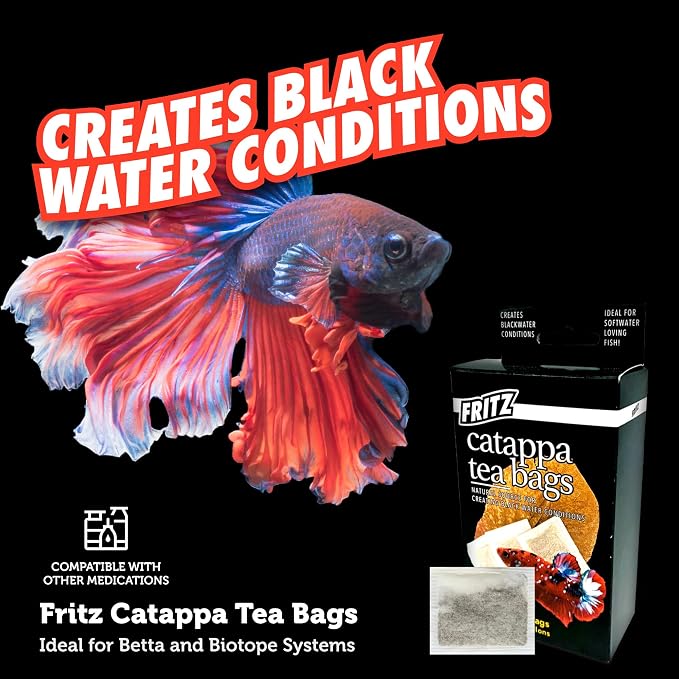 Fritz Aquatics Betta Botanicals for Betta and Community Fish Aquariums (Cattapa Tea Bags - 10ct)