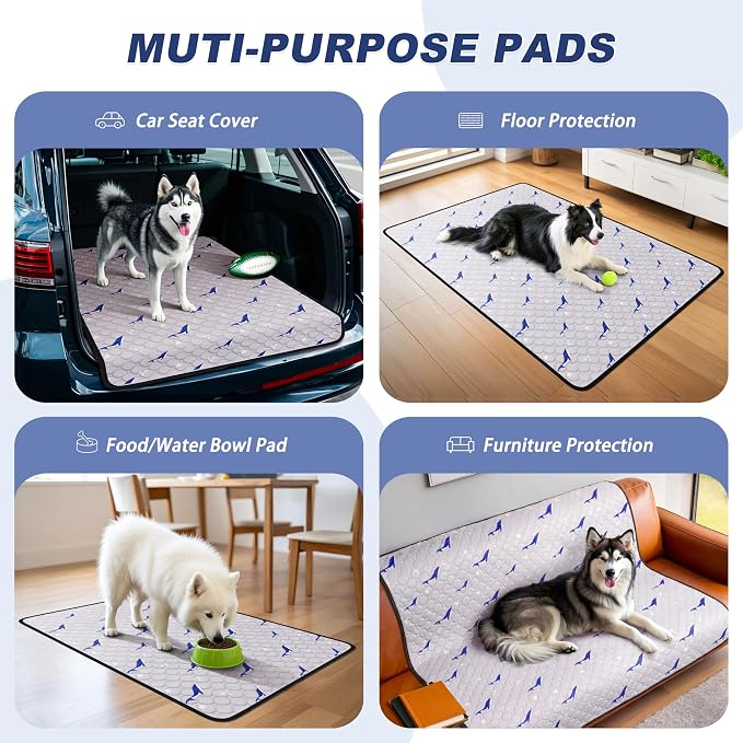 WanpeeGoo Washable Pee Pads for Dogs, 2Pack Reusable Puppy Pads, Super Absorbent & Leakproof Dog Pads, Anti-Slip Dog Pee Pads for Puppy Training & Incontinence, Dolphin Pattern 36"x36"