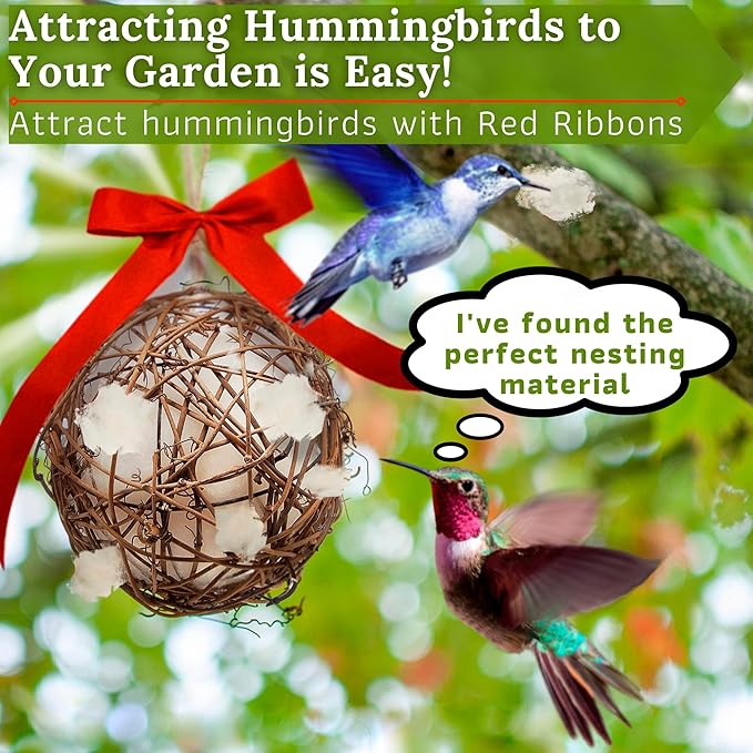 Hummingbird Nesters - Bird Nesting Material Holder for Wild Birds - Humming Bird House Materials Gifts for Bird Watching Nature Lovers - Refillable Outdoor Nesting Station to Build a Nest