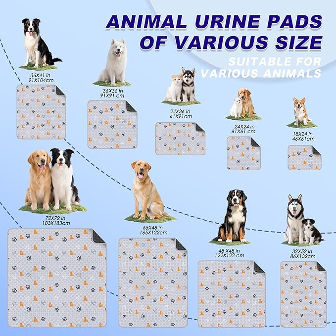 WanpeeGoo Washable Pee Pads for Dogs, 4 Pack Absorbent Reusable Training Dog Pads Pet Puppy Pads, Non-Slip Potty Pads for Whelping, Playpen, Crate, Bed, Orange, 18"x24"
