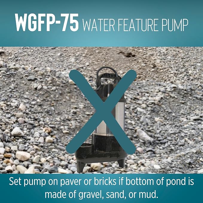Little Giant WGFP-75, 115V, 3/4 HP, 4890 GPH Water Feature Pump, 19' cord | Stainless steel and cast iron body for powering water features, fountains, and pond filtration systems, 566069