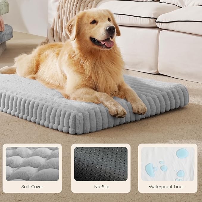 Orthopedic Dog Bed for Medium Dog, Waterproof Pet Bed,Non-Slip Bottom and Egg-Crate Foam with Removable Washable Cover Crate Bed,Grey,30"x20"x3"