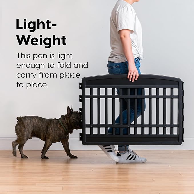 IRIS USA 34" 2-Panel Add-On Panels, Pet Dog Puppy Playpen, Foldable, Customizable, Black