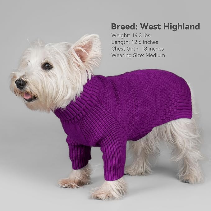 cyeollo 4XL Dog Sweater,Pullover Turtleneck for Large Dogs Classic Knitwear Fall Winter Cold Weather Dog Clothes for Giant Breed Warm Pet Apparel Large Big Dogs Sweaters Male, Purple XXXXL