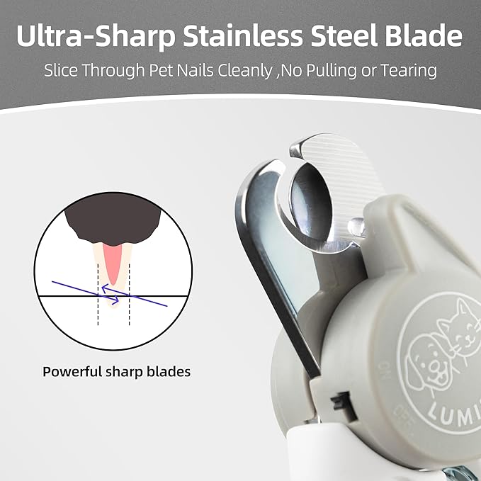 Dog Nail Clippers with LED Light | Illuminates Bloodline for Safe Trimming | 2 in 1 Professional Dog Nail Clipper with Safety Guard & Nail File for Medium to Large Dogs & Cats - Easy Grooming