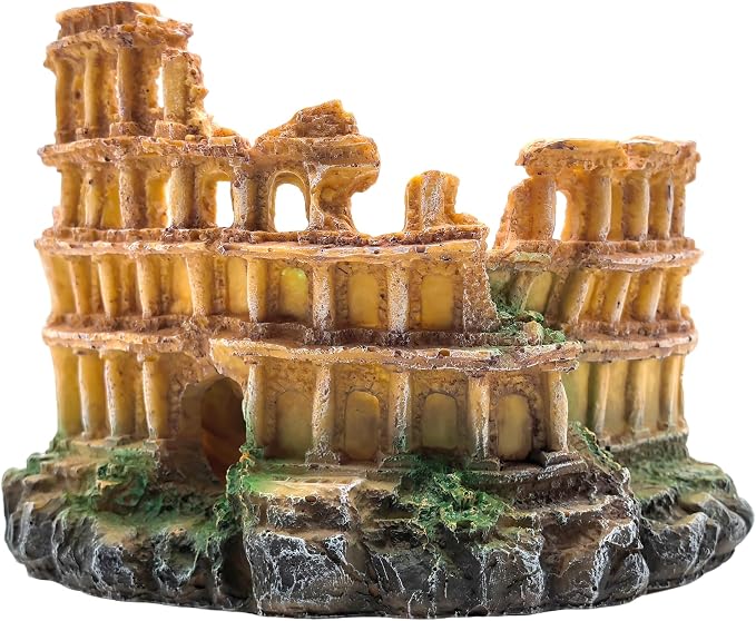 M2cbridge Aquarium Decor Antique Roman Column Ruin Rome Colosseum | Natural colors careful craft, perfect resting spot, solid and sturdy