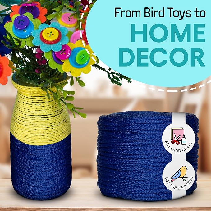 Super Bird Creations SB50029 Braided Polly Rope - Ideal for Making Bird Toys & Crafting - Hollow & Polyethylene Rope, 1/8" Diameter & 500 Meters Long - Vibrant Orange