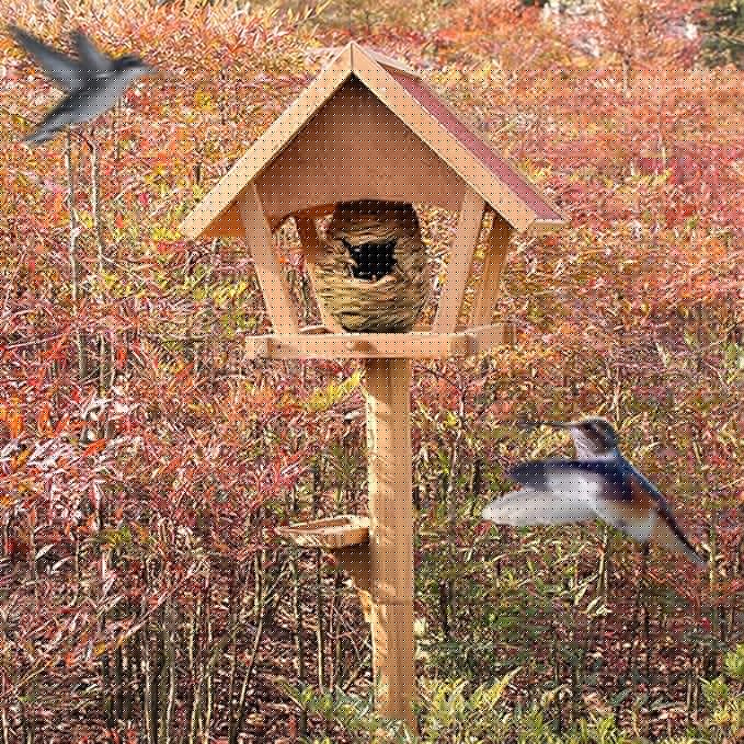Gute Hummingbird Houses for Outside Hanging, Natural Grass Hanging Bird Hut, Hand Woven Hummingbird Nest, Large Wren Finch Bird House for Garden Window Outdoor Home Decoration, Set of 2