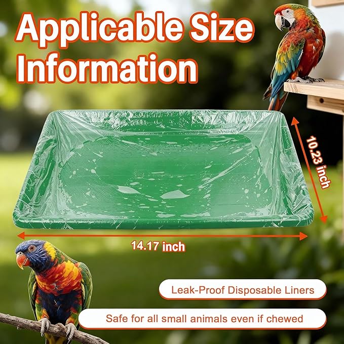 50 Pcs Bird Cage Liner, Leak-Proof Bird Cage Liners 14.17 * 10.23inch, Rabbit Litter Box Liners, Quick Cleanup Essential for Small Animals Indoor Use