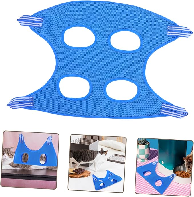 Cat Beauty Hammock Cat Grooming Bag Cats Trimming Harness Pet Grooming Organizer Cat Trimming Harness Grooming Hammock for Small Dogs Dog Grooming Holder Pet Sling Cloth Blue