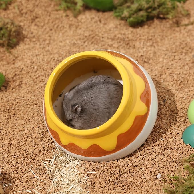 Hamster Sand Bath Container Small Animals Shower and Digging Bathroom Toilet, Ceramics Honey Pot Bathtub for Dwarf Hamster, Syrian Hamster, Gerbils, Hedgehogs, Mice, Rats, Lemming